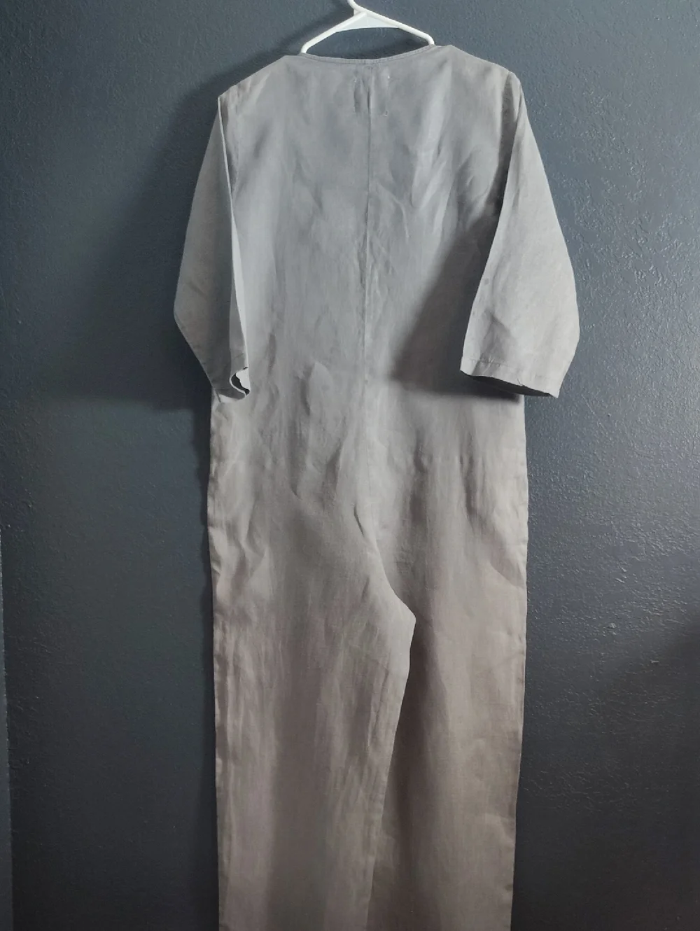 ZARA Lillian Light Gray Chic Effortless Button-Front Minimalist Utility Jumpsuit